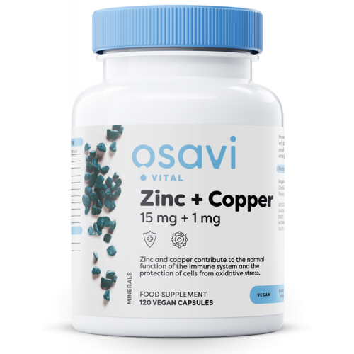 Osavi Zinc + Copper - 15mg + 1mg  - 120 vegan caps (expires: 2025/01/31)