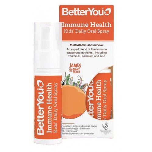 BetterYou Immune Health Kid's Daily Oral Spray, Raspberry, Grape & Orange  - 25 ml.