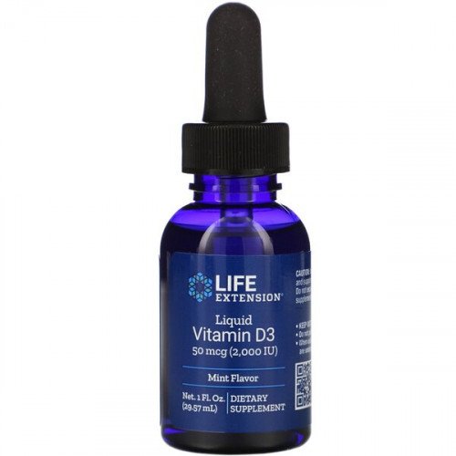 Life Extension Liquid Vitamin D3 - 50mcg (Mint)  - 29 ml.