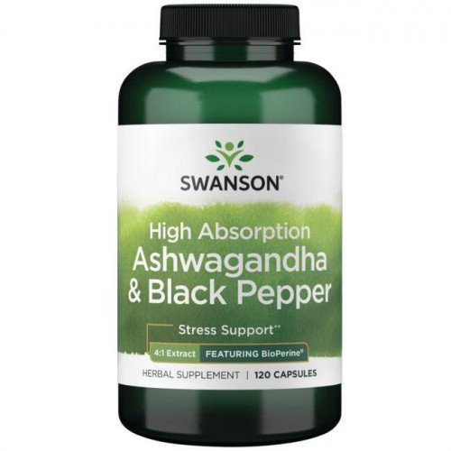 Swanson High Absorption Ashwagandha & Black Pepper  - 120 caps