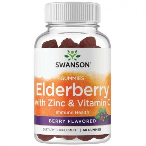 Swanson Elderberry Gummies with Zinc & Vitamin C, Berry  - 60 gummies