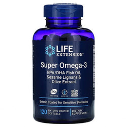 Life Extension Super Omega-3 EPA/DHA with Sesame Lignans & Olive Extract  - 120 enteric coated softgels