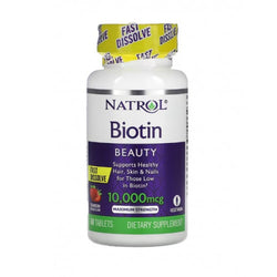 Natrol Biotin Fast Dissolve, 10000mcg (Strawberry)  - 60 tablets