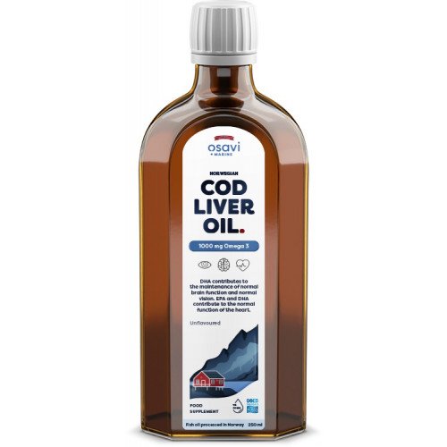 Osavi Norwegian Cod Liver Oil - 1000mg Omega 3 (Unflavoured)  - 250 ml.