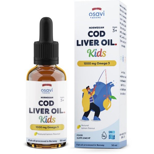 Osavi Norwegian Cod Liver Oil Kids - 1000mg Omega 3 (Lemon)  - 50 ml.