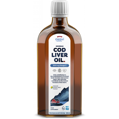 Osavi Norwegian Cod Liver Oil - 1000mg Omega 3 (Lemon-Mint)  - 250 ml.