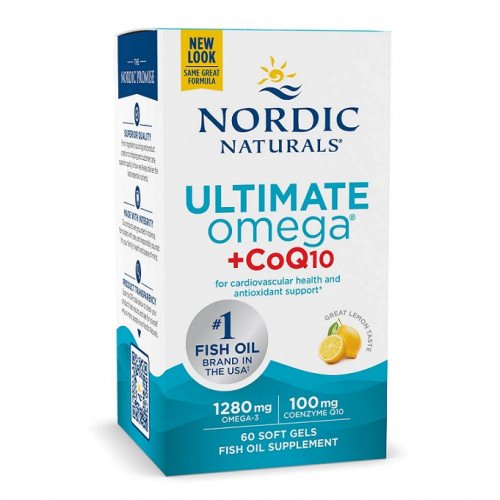 Nordic Naturals Ultimate Omega + CoQ10 - 1280mg Lemon (EAN 768990018909)  - 60 softgels