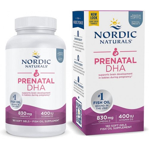 Nordic Naturals Prenatal DHA - 830mg Omega-3 + 400 IU D3 Unflavored (EAN 768990017483)  - 180 softgels