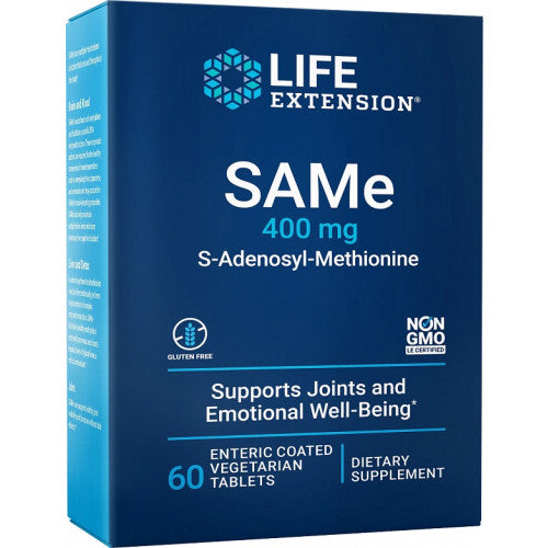 Life Extension SAMe S-Adenosyl-Methionine, 400mg  - 60 enteric coated tabs