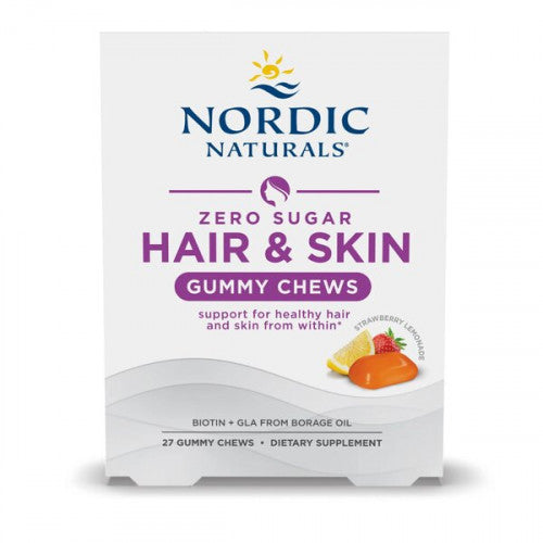 Nordic Naturals Hair & Skin Gummy Chews, Strawberry Lemonade  - 27 gummy chews