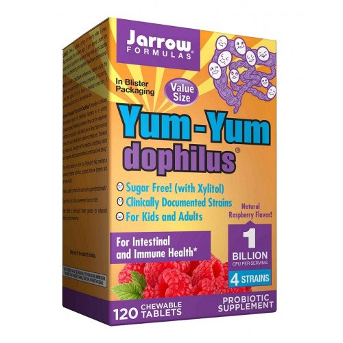 Jarrow Formulas Yum-Yum Dophilus - 1 Billion CFU (Raspberry)  - 120 chewable tabs