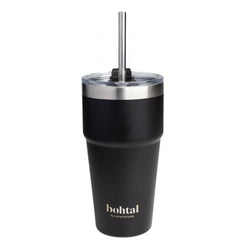 SmartShake Bohtal Double Insulated Travel Mug with Straw, Black  - 600ml.