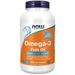 NOW Foods Omega-3 Fish Oil - Molecularly Distilled  - 200 fish softgels