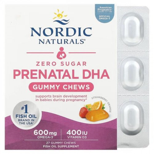 Nordic Naturals Prenatal DHA Gummy Chews, Strawberry Orange  - 27 gummies