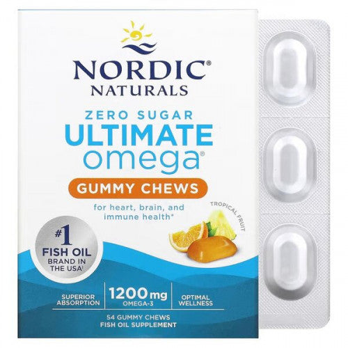 Nordic Naturals Ultimate Omega Gummy Chews, 1200mg Tropical Fruit  - 54 gummies