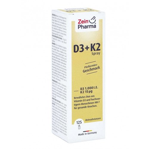 Zein Pharma Vitamin D3 + K2 Spray, Peppermint  - 25 ml.