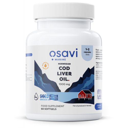 Osavi Norwegian Cod Liver Oil Softgels - 1000mg (Lemon)  - 60 softgels