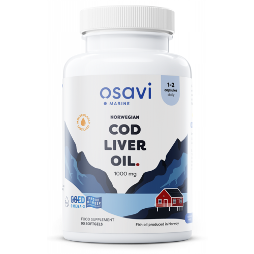 Osavi Norwegian Cod Liver Oil Softgels - 1000mg (Lemon)  - 90 softgels