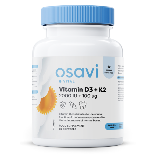 Osavi Vitamin D3 + K2 - 2000IU + 100mcg  - 60 softgels