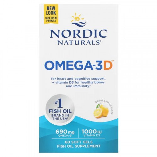 Nordic Naturals Omega-3D - 690mg Lemon  - 60 softgels