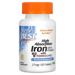 Doctor's Best High Absorption Iron, 27mg  - 120 tablets