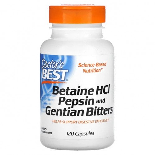 Doctor's Best Betaine HCl Pepsin & Gentian Bitters  - 120 caps