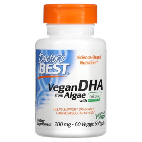 Doctor's Best Vegan DHA from Algae, 200mg  - 60 veggie softgels