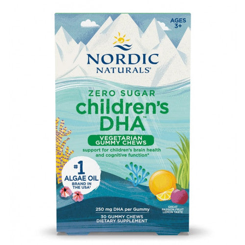 Nordic Naturals Children's DHA Vegetarian Gummy Chews, 250mg Passion Fruit Lemon  - 30 gummies