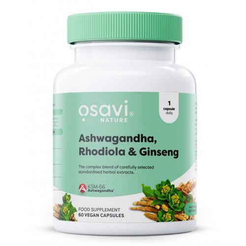 Osavi Ashwagandha + Rhodiola & Ginseng - Ashwagandha + Rhodiola & Ginseng  - 60 vegan capsules