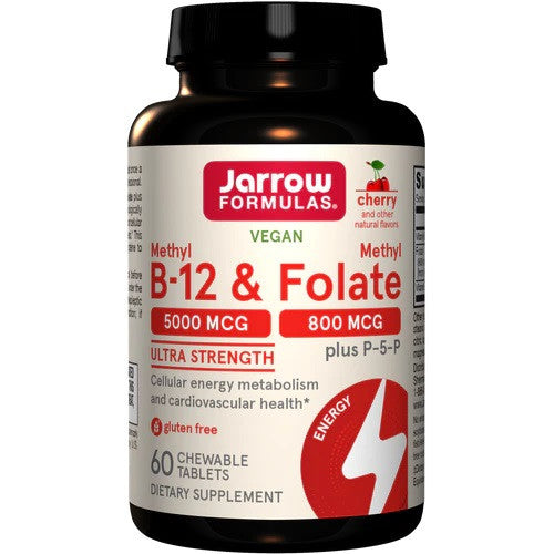 Jarrow Formulas Methyl B-12 & Methyl Folate - Cherry  - 60 chewable tabs