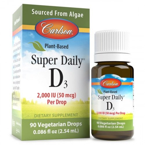 Carlson Labs Plant-Based Super Daily D3, 2000 IU  - 2.54 ml.