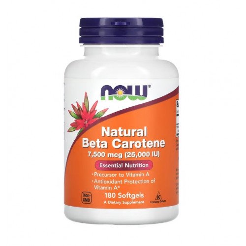 NOW Foods Beta Carotene Natural - 25 000 IU  - 180 softgels