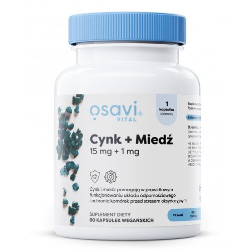 Osavi Cynk + Miedź - 15mg + 1mg  - 60 vegan caps