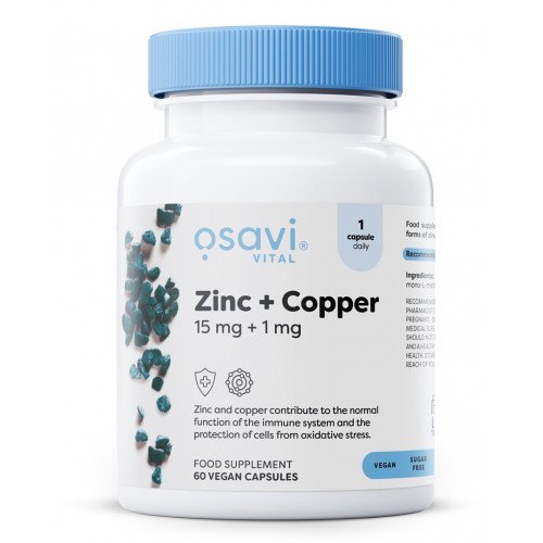 Osavi Zinc + Copper - 15mg + 1mg  - 60 vegan caps