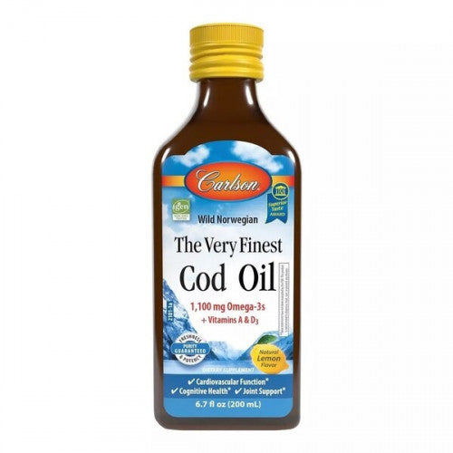 Carlson Labs Wild Norwegian The Very Finest Cod Oil, Lemon  - 200 ml.