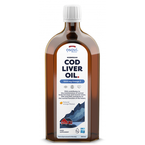 Osavi Norwegian Cod Liver Oil - 1000mg Omega 3 (Orange)  - 500 ml.