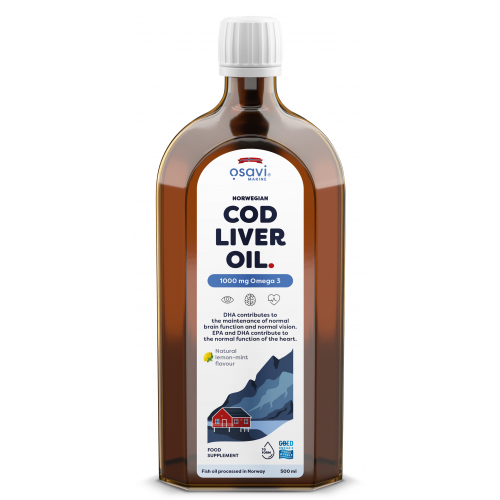 Osavi Norwegian Cod Liver Oil - 1000mg Omega 3 (Lemon-Mint)  - 500 ml.