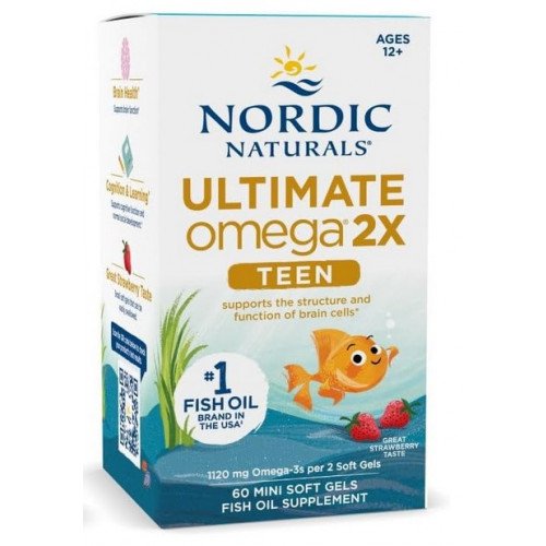 Nordic Naturals Ultimate Omega 2X Fish Oil TEEN - Strawberry (EAN 768990891212)  - 60 mini softgels