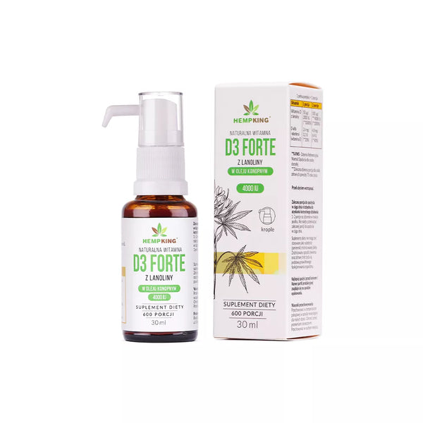 Hemp King  Natural D3 Forte Vitamin Drops from Lanolin in Bio Hemp Oil – 30 ml