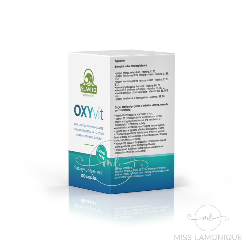 Slavito OXYvit | żelazo | molibden | Mangan | chrom | Kwercetyna | glicyna | Piperyna | Witaminy C, B6, B9, B12 - zalecane przez dr H. Czerniaka